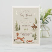 Neutral Woodland Animals Baby shower Invitation Kaart (Staand voorkant)
