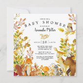 Neutral Woodland Forest Animals Baby shower Kaart (Voorkant)