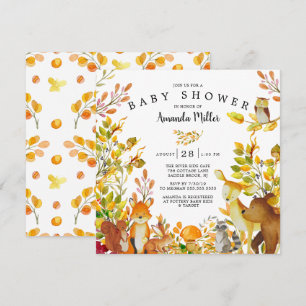 Neutral Woodland Forest Animals Baby shower Kaart