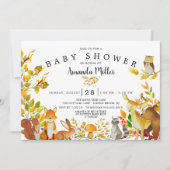 Neutral Woodland Forest Animals Baby shower Kaart (Voorkant)