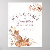 Neutral Woodland Fox Little Pumpkin Welcome Poster (Voorkant)