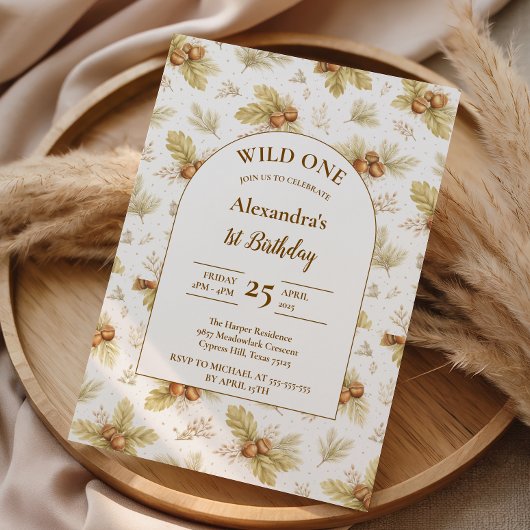 Neutral Woodland Wild One Birthday Kaart