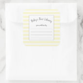 Neutral Yellow Stripe baby shower boek sticker (Tas)