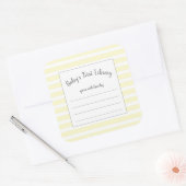 Neutral Yellow Stripe baby shower boek sticker (Envelop)