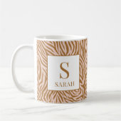 Neutral Zebra Custom Initial Name Mug Koffiemok (Links)