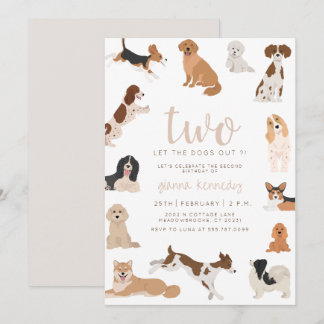 Neutrale 2e verjaardag twee laat de honden uit te  kaart