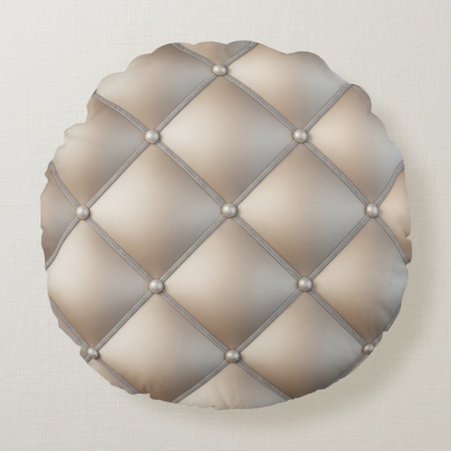 Neutrale 3D-diamantworp kussen: AccessorizedParel Rond Kussen (Voorkant)