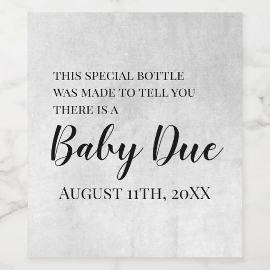 Neutrale aankondiging van de zwangerschap Wijnlabe Wijn Etiket (Enkel label)