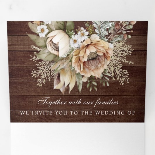 Neutrale aardbevingskuit QR Code Weddenschap Drieluik Uitnodiging (Binnenzijde eerst)