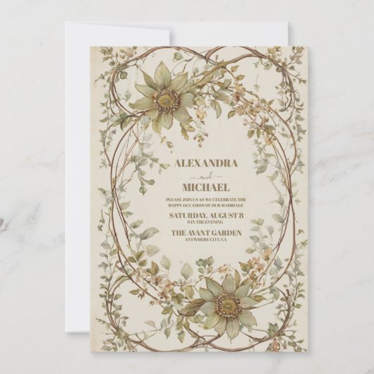 Neutrale Aarde Boheemse Bruiloft Kaart (Voorkant)