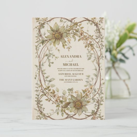 Neutrale Aarde Boheemse Bruiloft Kaart (Staand voorkant)