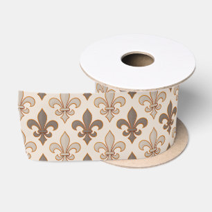 Neutrale Aarde Koninklijke Fleur-de-lis Stijl Satijnen Lint
