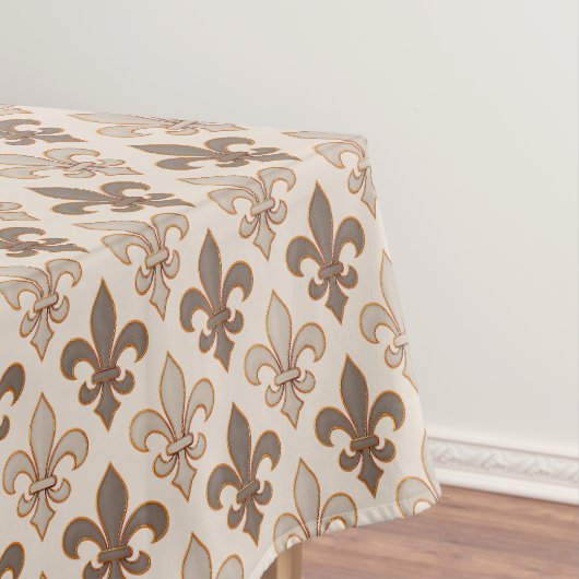 Neutrale Aarde Koninklijke Fleur-de-lis Stijl Tafelkleed (Voorbeeld)