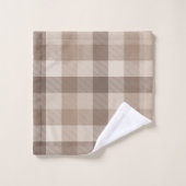 Neutrale Aarde Tannige Geruite Gingham Plaid Bad Handdoek (Wasdoekje)
