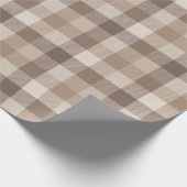 Neutrale Aarde Tannige Geruite Gingham Plaid Cadeaupapier (Hoek)