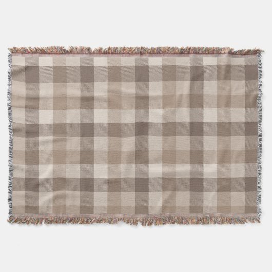 Neutrale Aarde Tannige Geruite Gingham Plaid Deken (Voorkant)