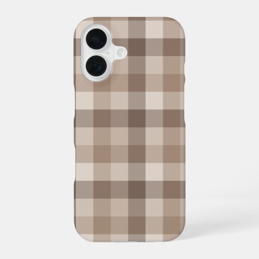 Neutrale Aarde Tannige Geruite Gingham Plaid  iPhone 16 Hoesje (Achterkant)