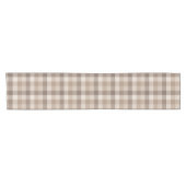 Neutrale Aarde Tannige Geruite Gingham Plaid Korte Tafelloper (Horizontaal)