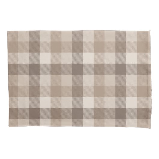 Neutrale Aarde Tannige Geruite Gingham Plaid Kussensloop (Voorkant)