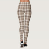 Neutrale Aarde Tannige Geruite Gingham Plaid Leggings (Achterkant)