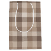 Neutrale Aarde Tannige Geruite Gingham Plaid Medium Cadeauzakje (Voorkant)