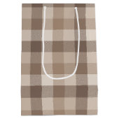 Neutrale Aarde Tannige Geruite Gingham Plaid Medium Cadeauzakje (Achterkant)