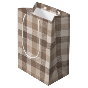 Neutrale Aarde Tannige Geruite Gingham Plaid Medium Cadeauzakje