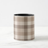 Neutrale Aarde Tannige Geruite Gingham Plaid Mok (Midden)