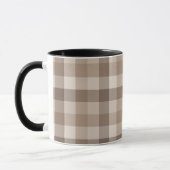 Neutrale Aarde Tannige Geruite Gingham Plaid Mok (Links)