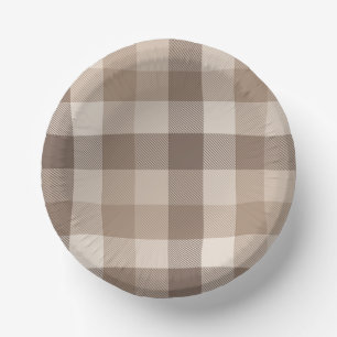 Neutrale Aarde Tannige Geruite Gingham Plaid  Papieren Kommen