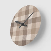 Neutrale Aarde Tannige Geruite Gingham Plaid Ronde Klok (Hoek)
