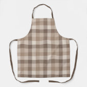 Neutrale Aarde Tannige Geruite Gingham Plaid Schort (Voorkant)