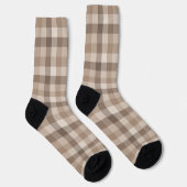 Neutrale Aarde Tannige Geruite Gingham Plaid Sokken (Rechts)
