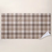 Neutrale Aarde Tannige Geruite Gingham Plaid Strandlaken (Voorkant)