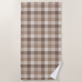 Neutrale Aarde Tannige Geruite Gingham Plaid Strandlaken (Voorkant)