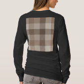Neutrale Aarde Tannige Geruite Gingham Plaid T-shirt (Achterkant)