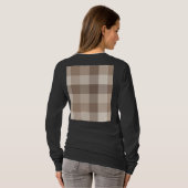 Neutrale Aarde Tannige Geruite Gingham Plaid T-shirt (Achterkant volledig)