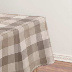 Neutrale Aarde Tannige Geruite Gingham Plaid Tafelkleed