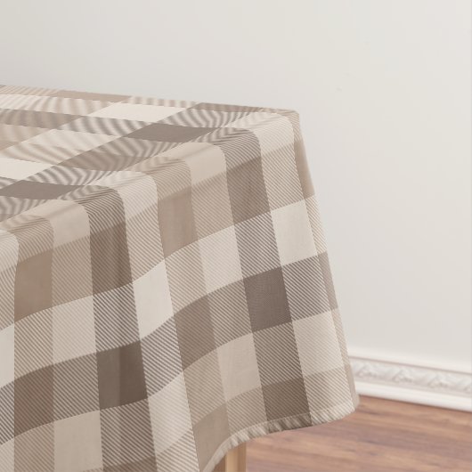 Neutrale Aarde Tannige Geruite Gingham Plaid Tafelkleed (Voorbeeld)