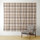 Neutrale Aarde Tannige Geruite Gingham Plaid  Wandkleed (In Situ (horizontaal))