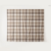 Neutrale Aarde Tannige Geruite Gingham Plaid  Wandkleed (Voorkant (horizontaal))