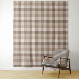 Neutrale Aarde Tannige Geruite Gingham Plaid Wandkleed