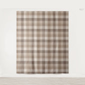 Neutrale Aarde Tannige Geruite Gingham Plaid  Wandkleed (Voorkant)