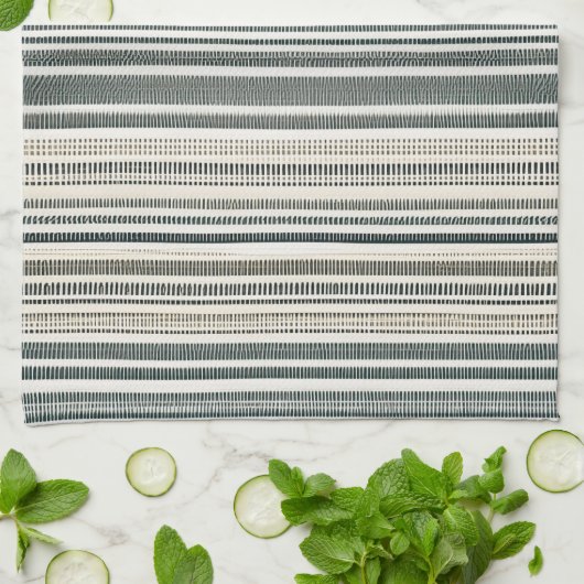 Neutrale Aarde Tone Boho Stripe Theedoek (Gevouwen)