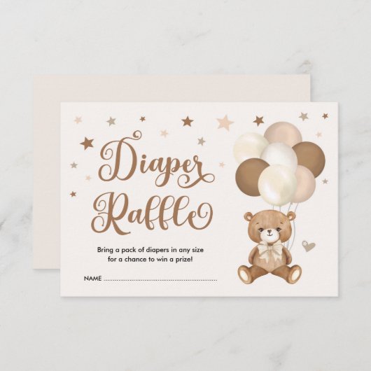 Neutrale Aarde Tone Bruin Teddy Bear Luierloof Informatiekaartje (Voorkant / Achterkant)