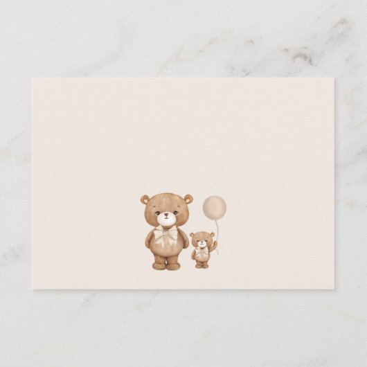 Neutrale Aarde Tone Bruin Teddy Bear Luierloof Informatiekaartje (Achterkant)