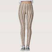 Neutrale aardetinten strepenpatroonontwerp leggings (Voorkant)