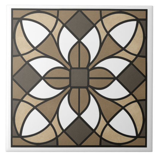Neutrale Aardetone Glas-Uitzicht Tegeltje (Voorkant)