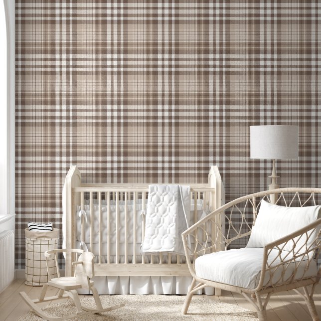 Neutrale aardetone plaid tartan ontwerp  behang (Kinderen)