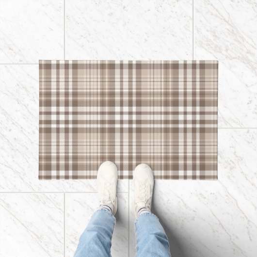 Neutrale aardetone plaid tartan ontwerp deurmat (Binnen)